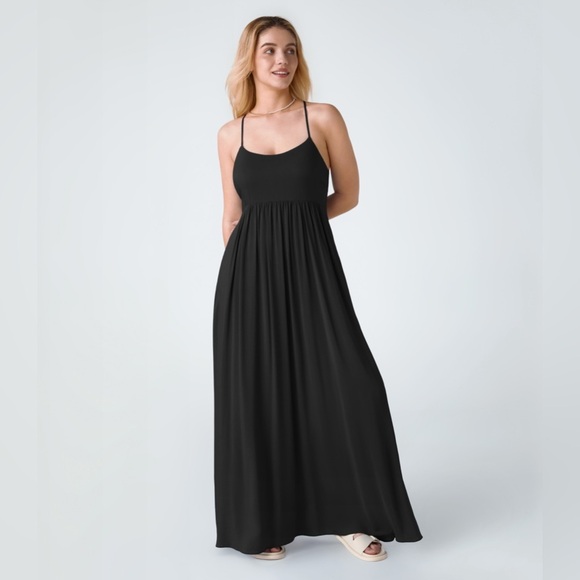 Halara Lace Up Pocket Flowy Maxi Slip Dress medium - Picture 2 of 3